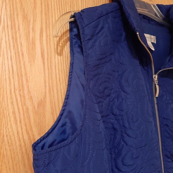 Christopher & Banks Royal Blue Patterned Zip Vest Size Large - Picture 4 of 9